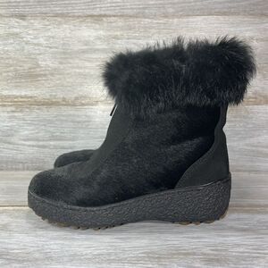 Oscar Women’s Fur Zip Up Ankle Boots Size EU 37 US Made In Italy